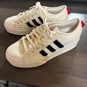 Adidas Nizza Off-White and Navy Platform Sneakers Size *